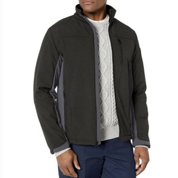 TUMI Soft Shell Fleece Lined Jacket Black Gray - Picture 1 of 10
